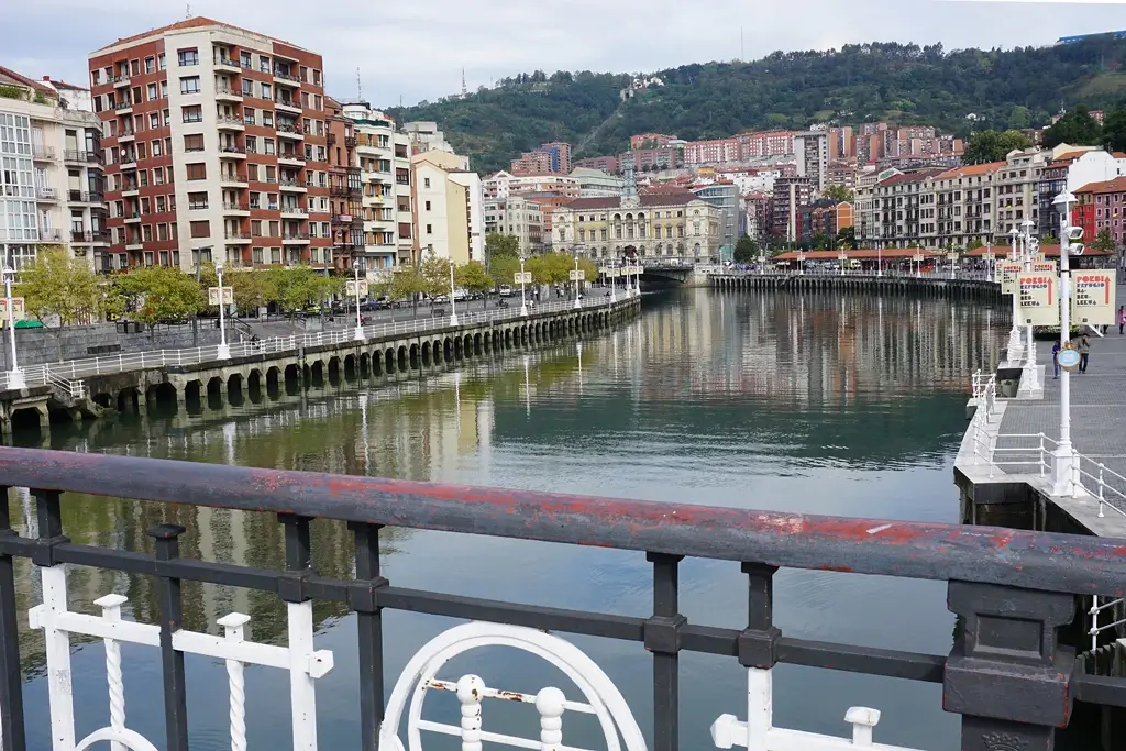 Blick auf Bilbao von der Zubizuri Brücke